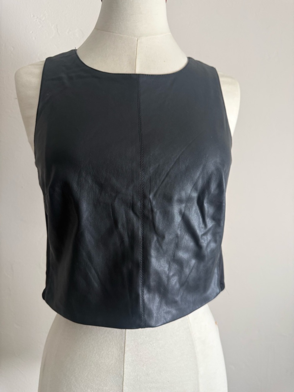 RACHEL Rachel Roy Black Leather Sleeveless Crop